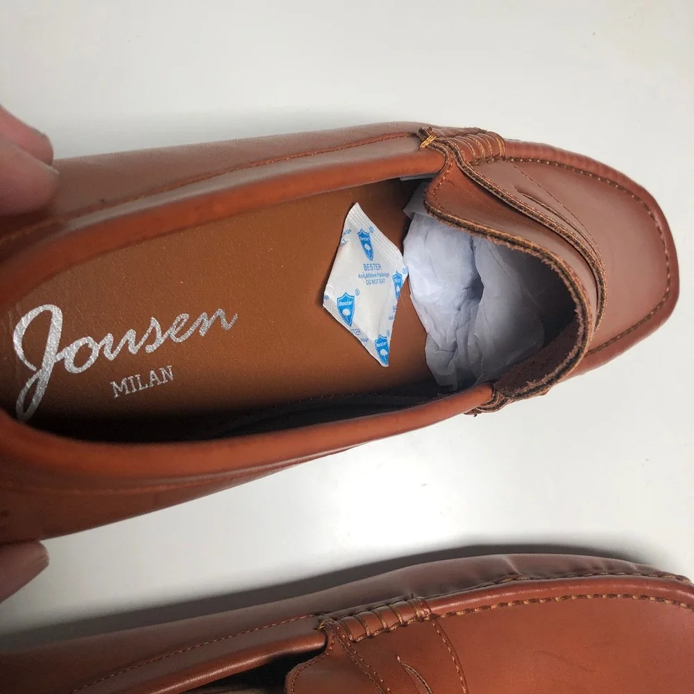 Jousen Penny Loafer Mens 9.5 Tan AMY3059 Driving Shoe Slip On Square Toe NEW - Picture 7 of 9